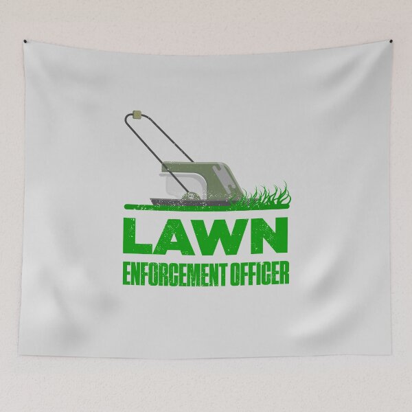 Item preview, Lawn Enforcement Officer With Mover Funny Gardening Distressed designed and sold by artworkbyrihen.