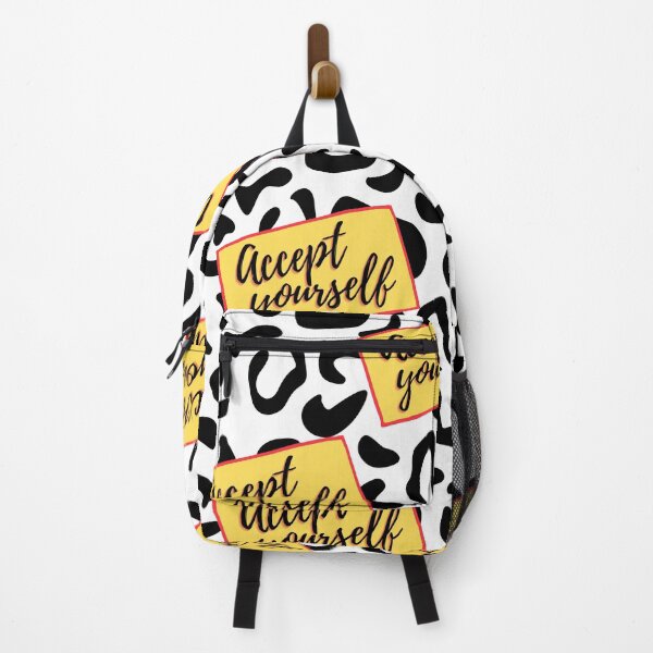 Item preview, Unique Black and white Cheetah Pattern with yellow Accept yourself motivational quote designed and sold by sinceanna.