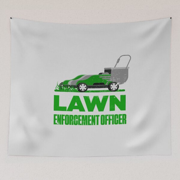 Item preview, Lawn Enforcement Officer With Mover Funny Gardening Distressed designed and sold by artworkbyrihen.