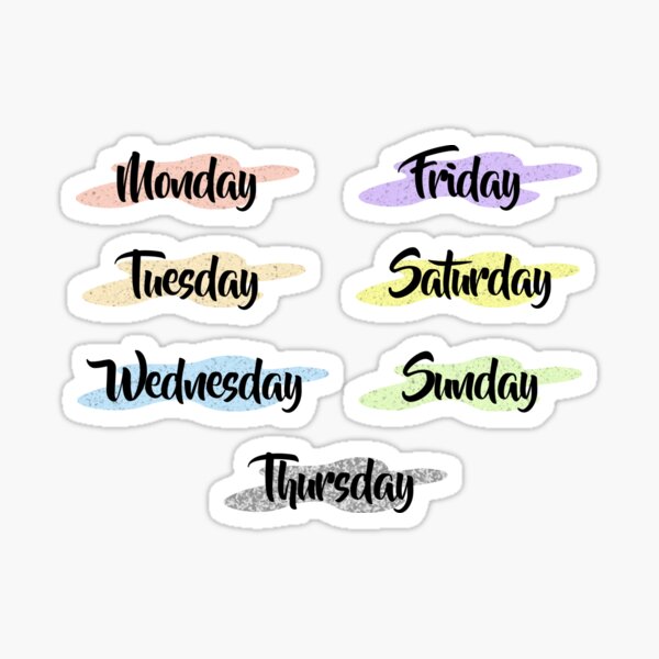Days of the Week Sticker for Sale by nanapenguin