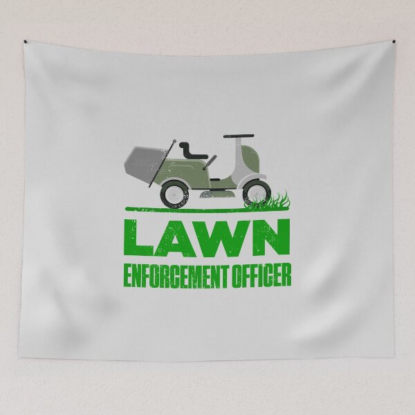 Item preview, Lawn Enforcement Officer With Mover Funny Gardening Distressed designed and sold by artworkbyrihen.