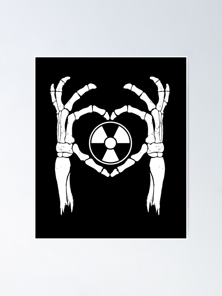 Love Radiology X-Ray Tech Heart Shaped Skeleton Hands Drawing | Poster