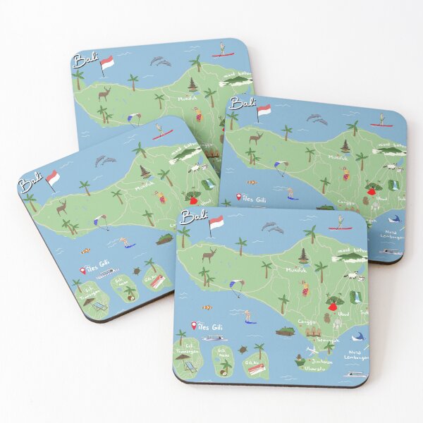 Item preview, Bali Travel Map, Summer Vacation Souvenir, Island Map designed and sold by Virginiastudio.
