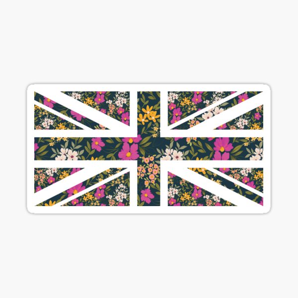 Floral Print Union Jack Sticker