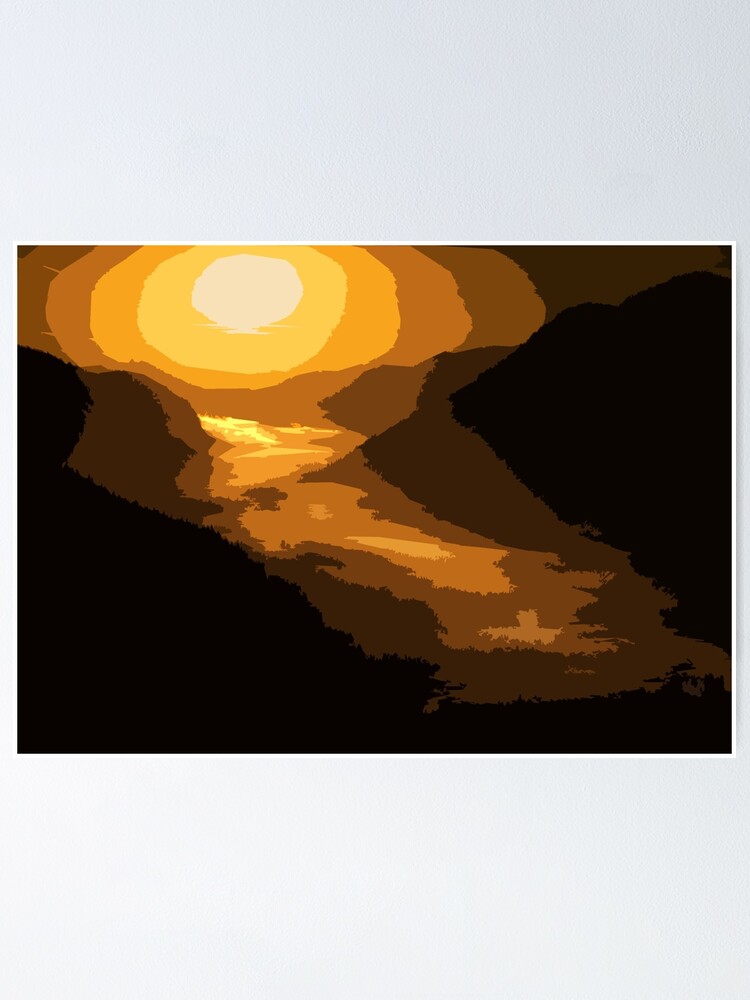 Thumbnail 1 of 3, Poster, Abstract High Contrast Sunset designed and sold by AbstractIdeas.