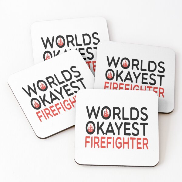 Item preview, worlds okayest Firefighter  /Firefighter Gift /Fire Fighter / Firefighting  Fireman Apparel Gift Wife Girlfriend - Funny Firefighter Gift watercolor style idea design designed and sold by Chamssou.
