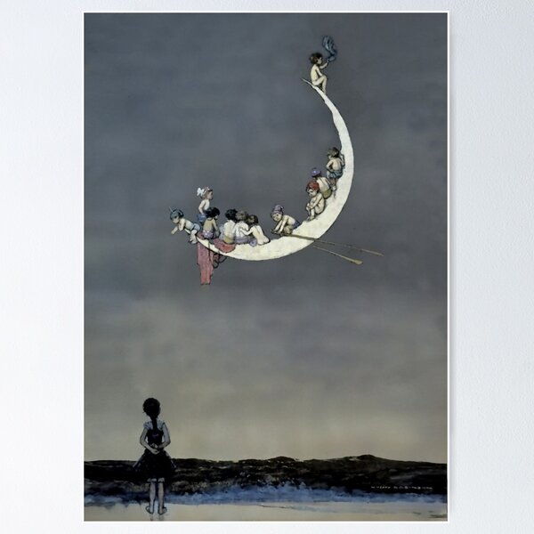 Aperçu de l'œuvre «Le premier voyage de la lune» de W Heath Robinson créée et vendue par PatricianneK.
