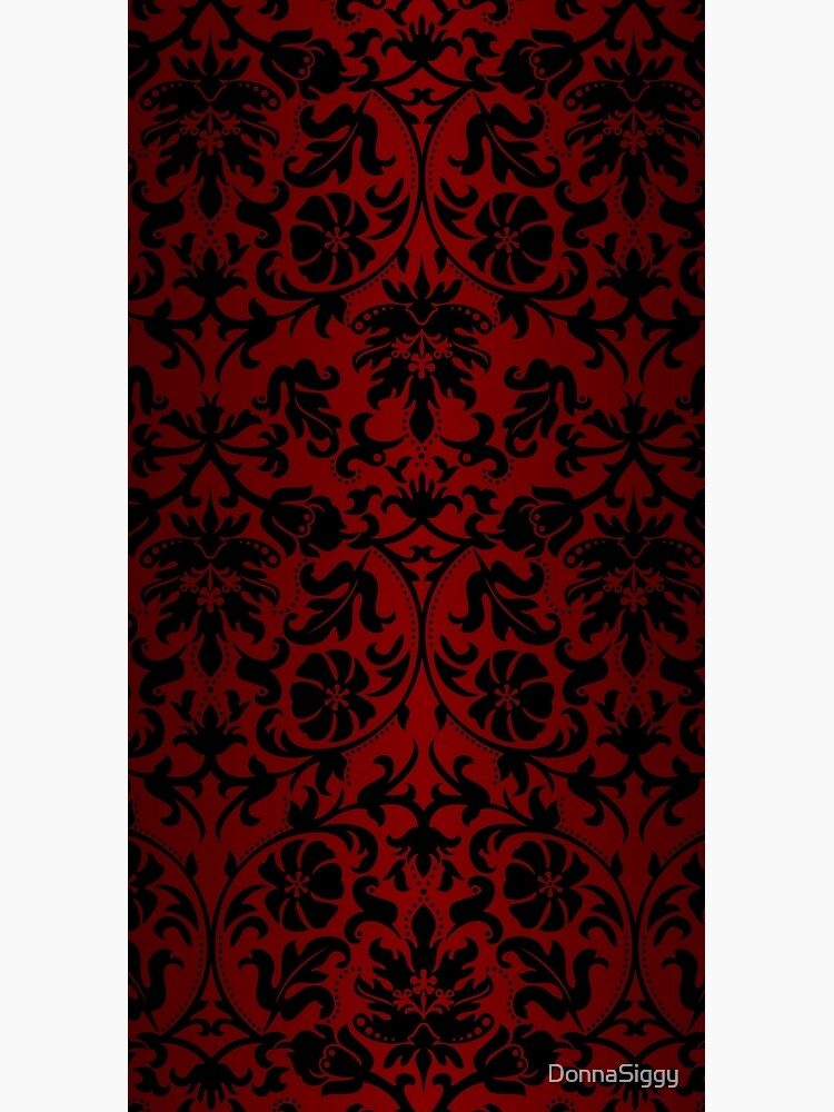 Thumbnail 3 of 3, Duffle Bag, Dark Red and Black Damask Pattern designed and sold by DonnaSiggy.