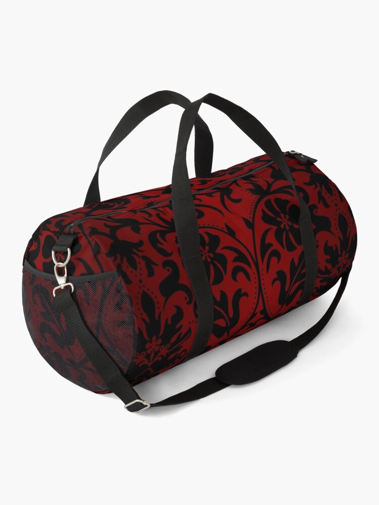 Thumbnail 2 of 3, Duffle Bag, Dark Red and Black Damask Pattern designed and sold by DonnaSiggy.