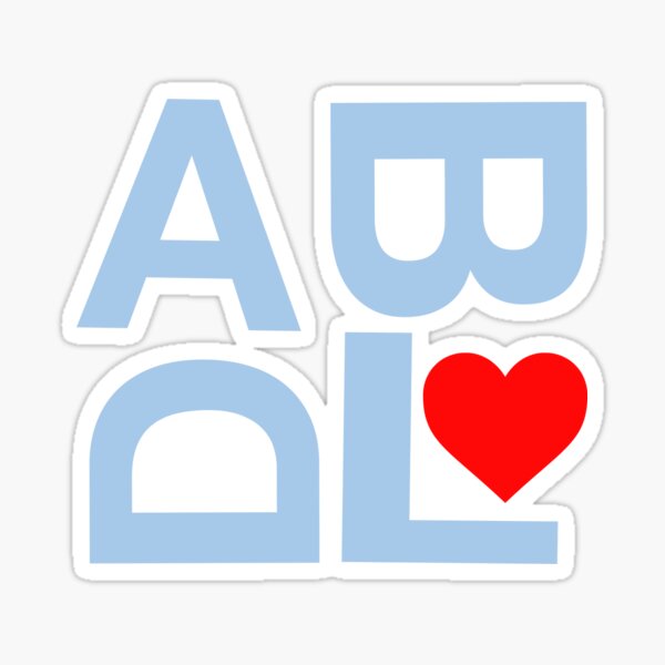 ABDL heart text blue Sticker