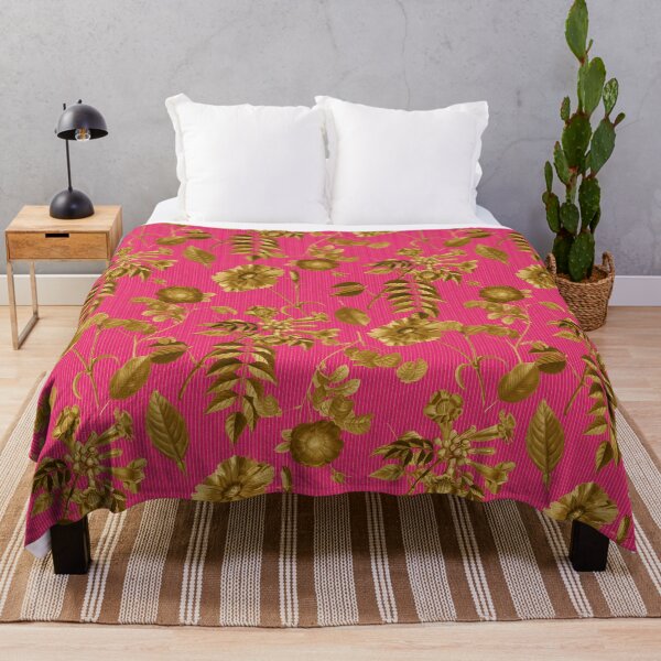 Item preview, Unique pattern retro Golden Copper Rose Pink Bouquet print designed and sold by ToniaKroeger.