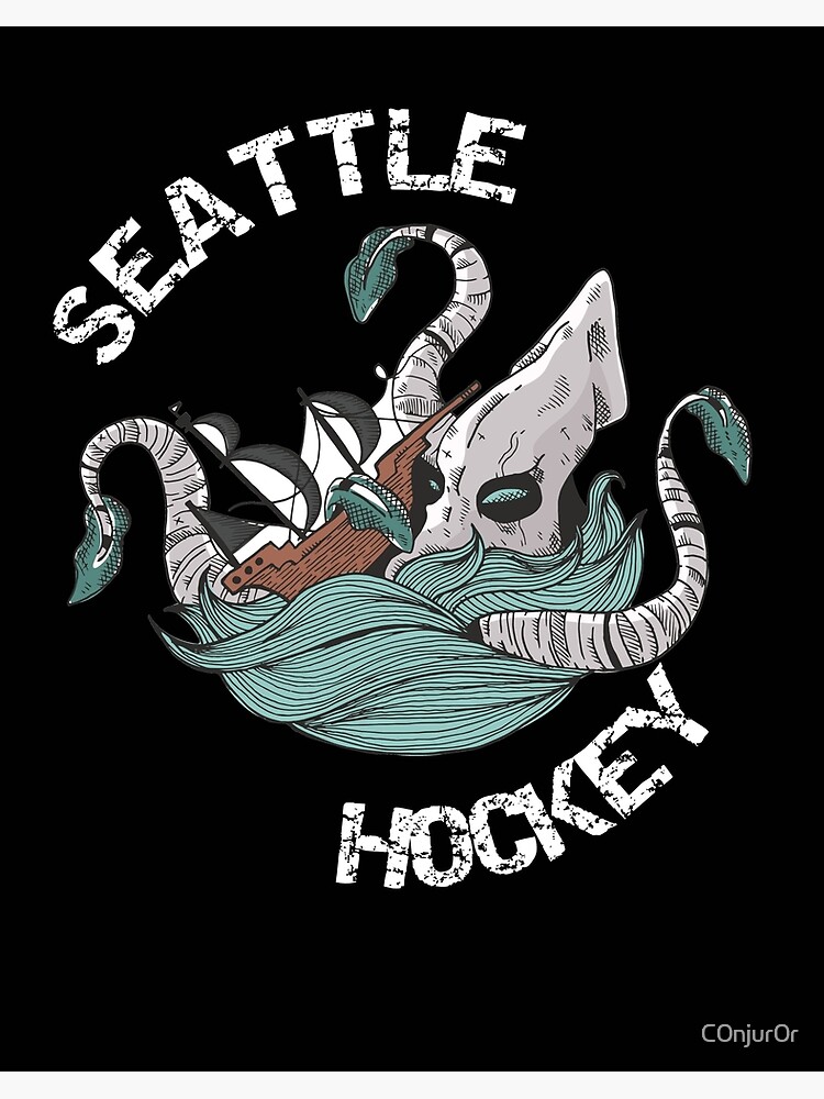 Seattle Hockey Giant Squid Art Board Print for Sale by C0njur0r