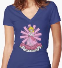 Life Is Peachy Women's Fitted V-Neck T-Shirt
