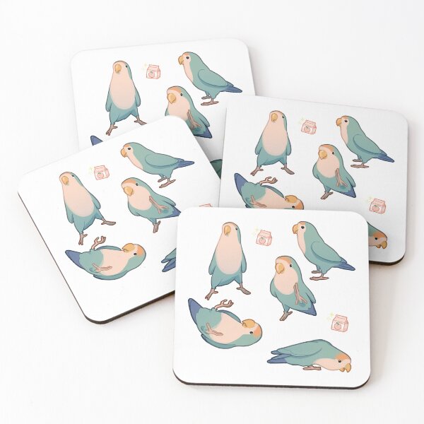 Item preview, Playful blue lovebirds designed and sold by beeper-art.