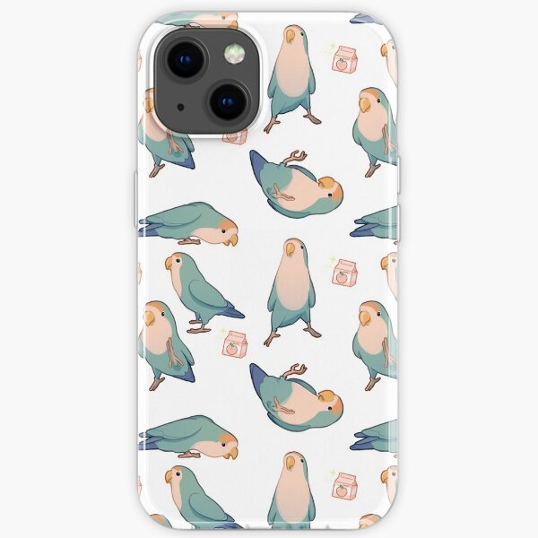Playful blue lovebirds iPhone Soft Case