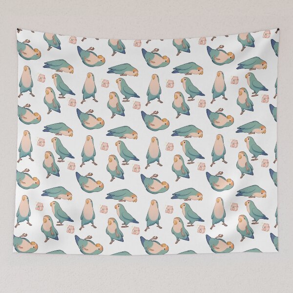 Item preview, Playful blue lovebirds designed and sold by beeper-art.