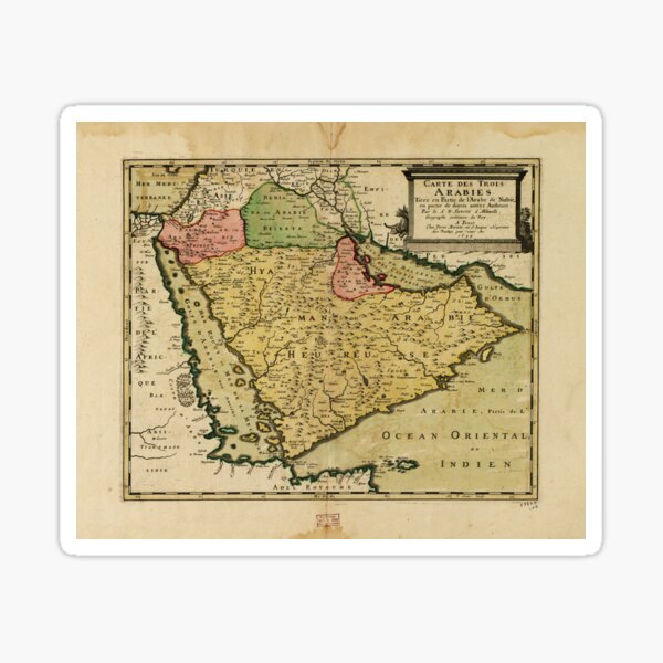 Arabian Peninsula Map 1654 Sticker For Sale By Allhistory Redbubble   St,small,507x507 Pad,600x600,f8f8f8 