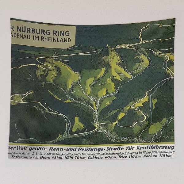 Item preview, Old Nürburgring Nordschleife Track Map Poster – Classic Green Hell Art designed and sold by Road To Track.