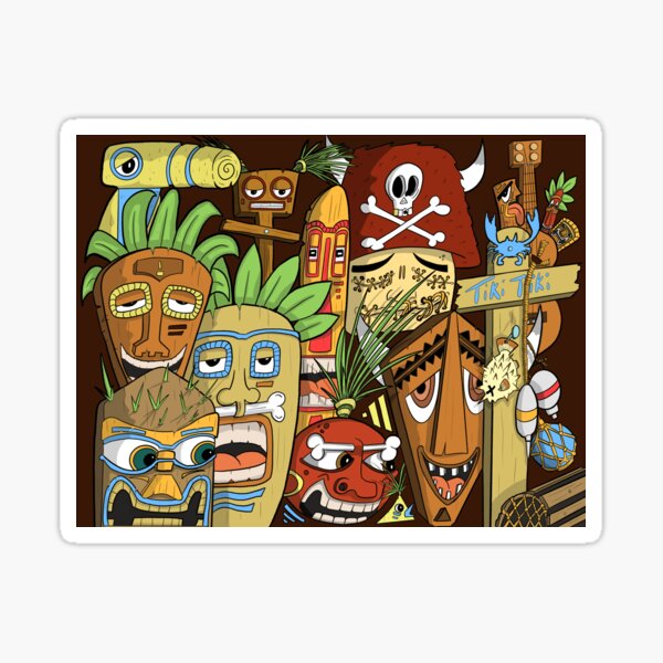Item preview, Tiki Masks Beach Scene  designed and sold by Tai Chan.
