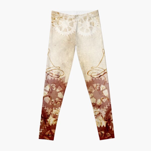 Steampunk Antique Red Gears Leggings