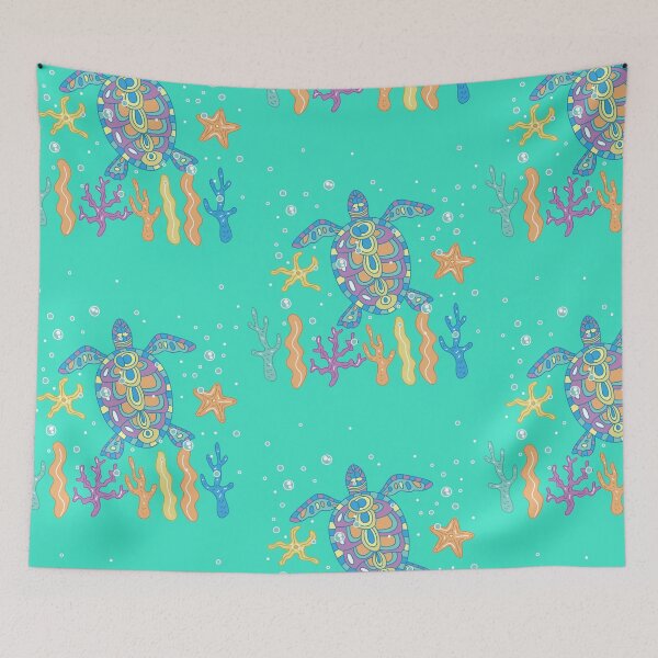 Item preview, colourful-turtle-hand-drawn-oceans-da designed and sold by camelia khaled.