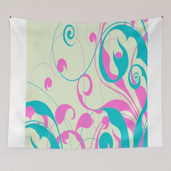 Item preview, Pink and aqua floral spiral pattern designed and sold by funnytshirtco.