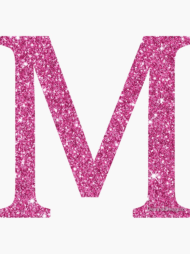 pink glitter letter m sticker by devinedesignz redbubble