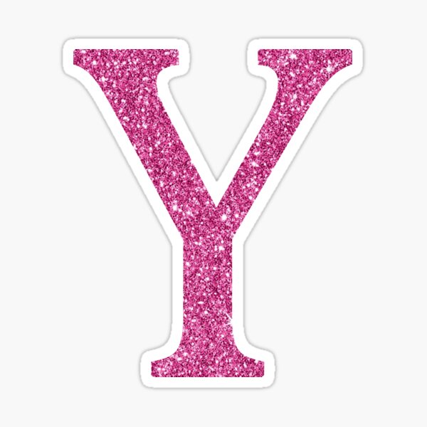 pink glitter letter y sticker by devinedesignz redbubble