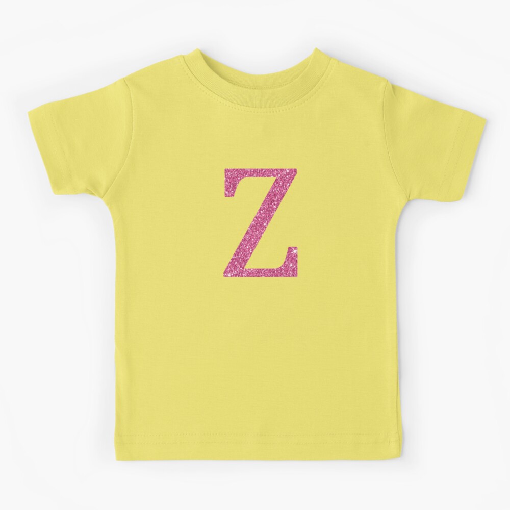 Letter Z Alphabet Art in Bright Pink and Cream Kids T-Shirt for