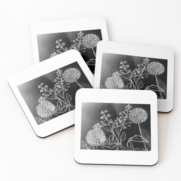 Item preview, flower print black and white flower illustration designed and sold by lua-na.