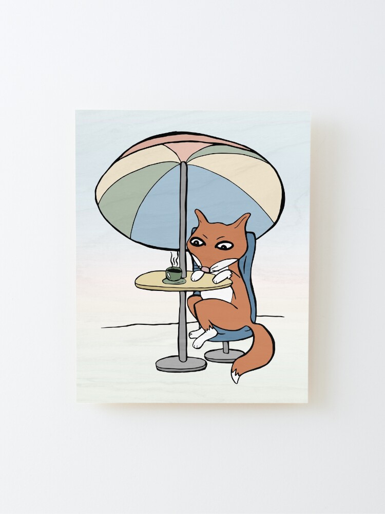 Alternate view of Fox Enjoys a Quiet Cup of Coffee at the Cafe Mounted Print