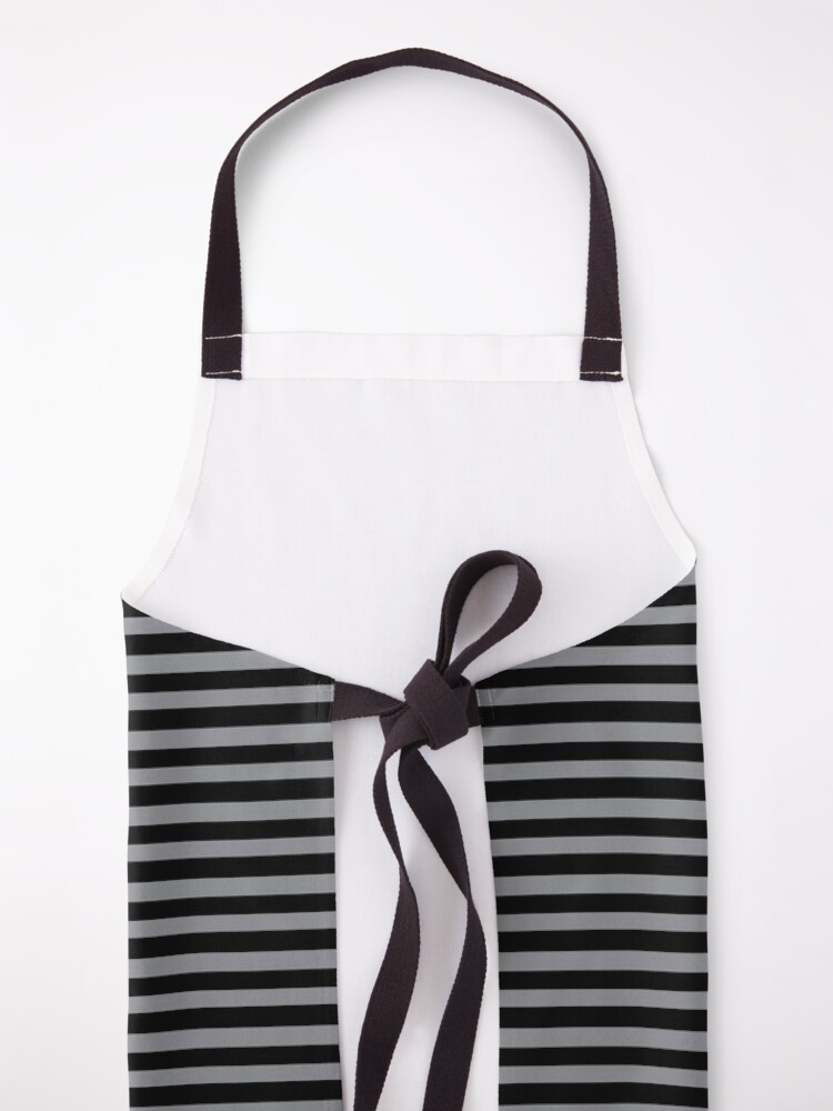 Thumbnail 5 of 6, Apron, Black and Grey horizontal stripes - Classic striped pattern by Cecca Designs designed and sold by Cecca-Designs.