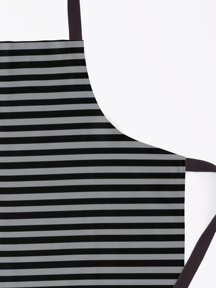 Thumbnail 3 of 6, Apron, Black and Grey horizontal stripes - Classic striped pattern by Cecca Designs designed and sold by Cecca-Designs.