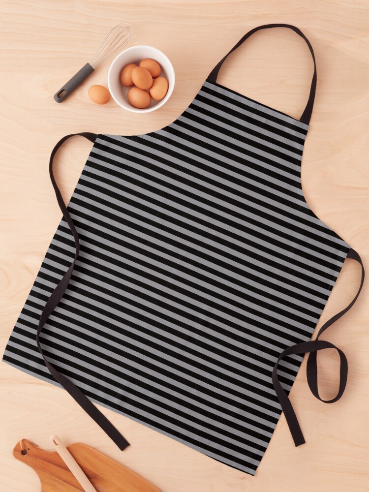 Thumbnail 1 of 6, Apron, Black and Grey horizontal stripes - Classic striped pattern by Cecca Designs designed and sold by Cecca-Designs.