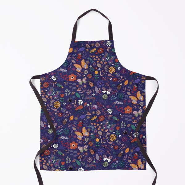 Item preview, Butterflies, beetles and blooms - French navy - pretty floral pattern by Cecca Designs designed and sold by Cecca-Designs.