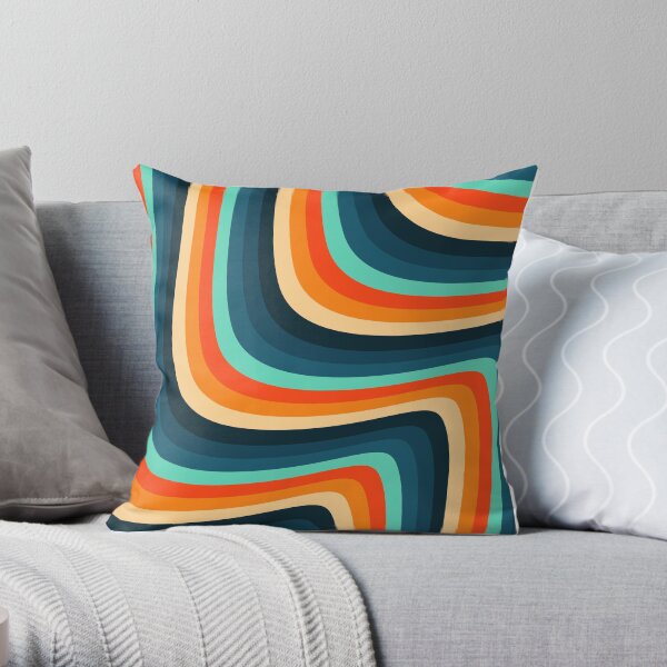 70s Retro Stripes Vintage Throw Pillow