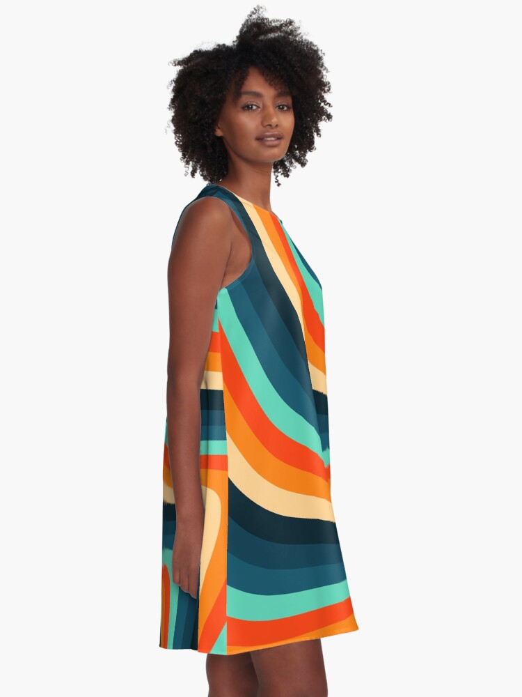 Alternate view of 70s Retro Stripes Vintage A-Line Dress
