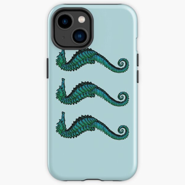 Seahorse Trio | Vintage Seahorses | Three Seahorses | Blue and Green | iPhone Tough Case