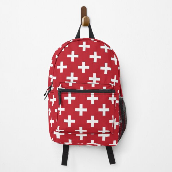 Crosses | Criss Cross | Swiss Cross | Hygge | Scandi | Plus Sign | Red and White | Backpack