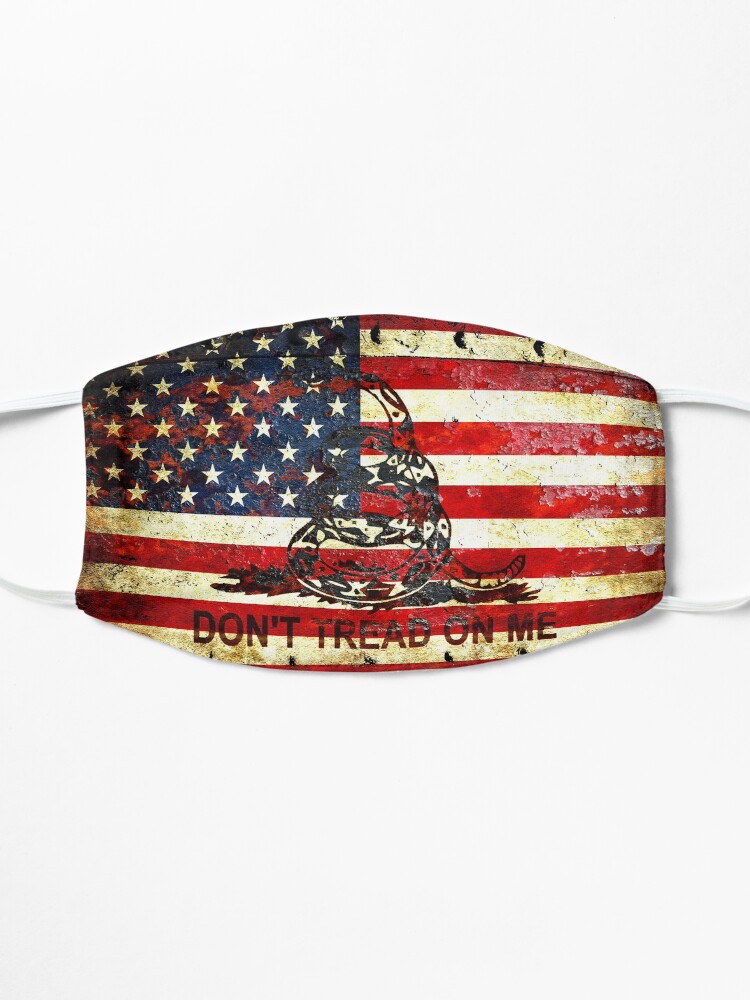 Alternate view of American Flag And Viper On Rusted Metal Door - Don't Tread On Me Mask