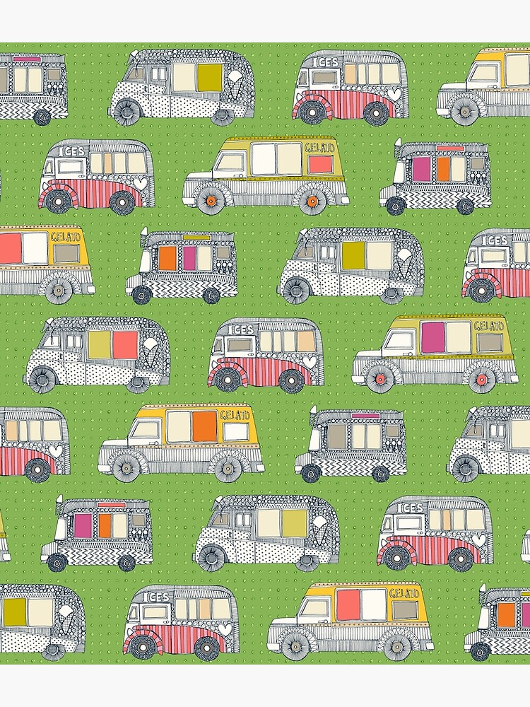 Thumbnail 3 of 3, Backpack, ice cream trucks green designed and sold by Sharon Turner.