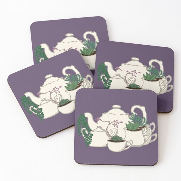 Item preview, Tea Set with Succulents designed and sold by mixia-art.