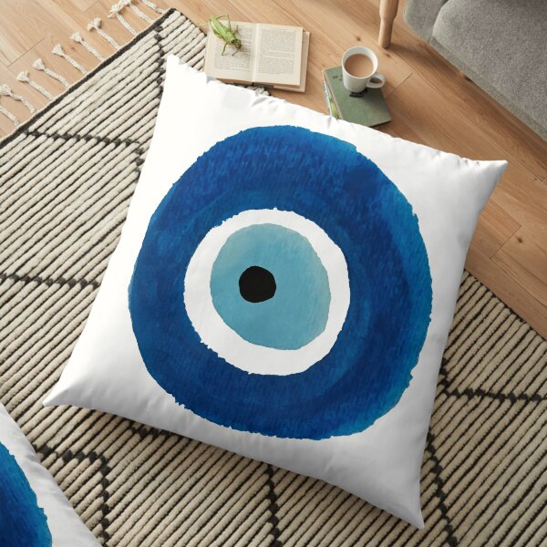 Watercolor Evil Eye (Nazar) Painting – Best Seller Floor Pillow