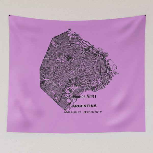 Item preview, BUENOS AİRES city road map ARGENTİNA simple with GPS coordinates  designed and sold by rashadat.