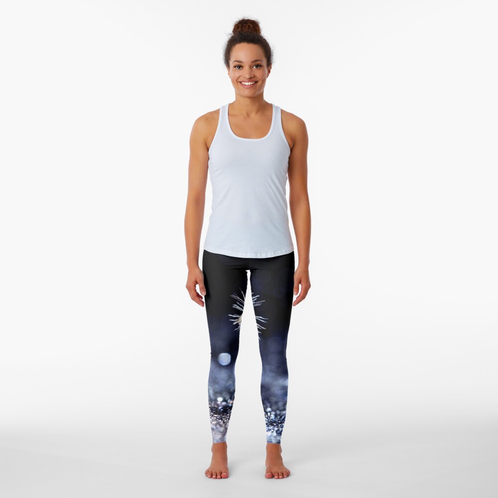 Discover Dandelion Seed and raindrop close up. Leggings
