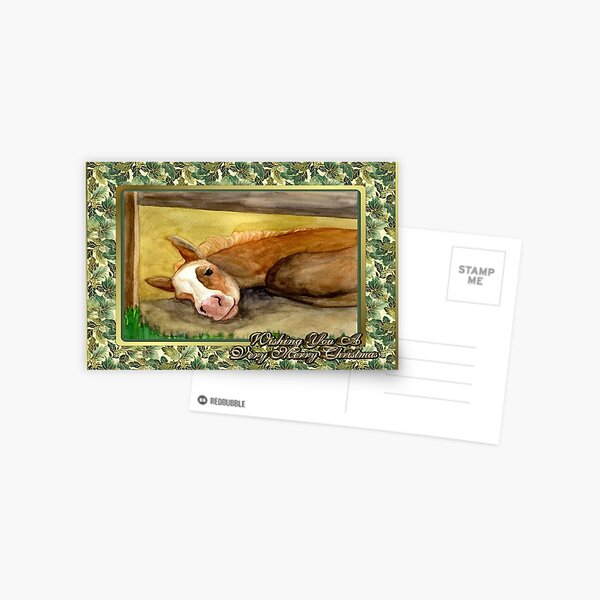 Aperçu de l'œuvre Palomino Foal Quarter Horse Christmas Card créée et vendue par Oldetimemercan.