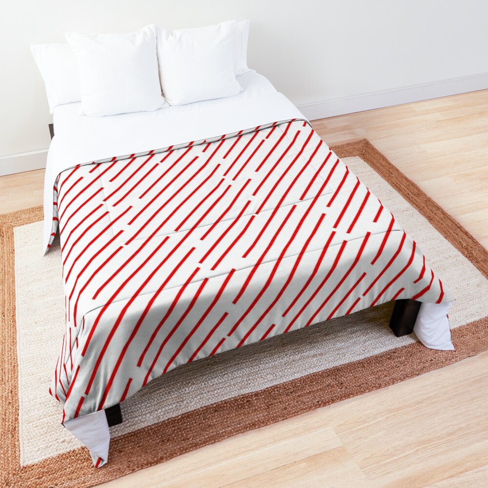 Red And White Striped Comforter By Hanane Fafany23 Redbubble