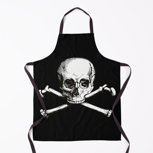 Skull and Crossbones | Jolly Roger | Pirate Flag | Deaths Head | Black and White | Skulls and Skeletons | Vintage Skulls | Apron