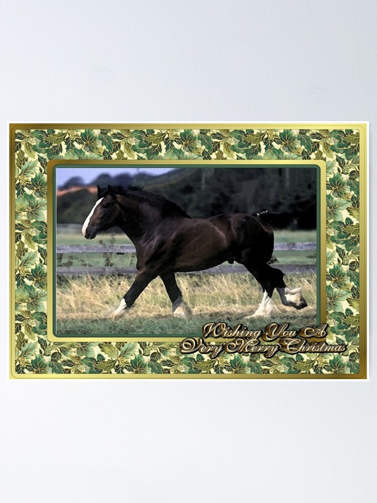 "Shire Draft Horse Christmas Card" Poster for Sale by Oldetimemercan