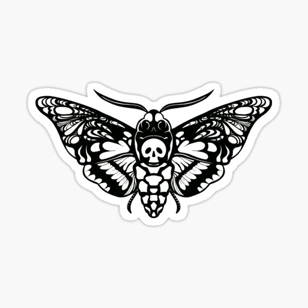 Skull Moth (black) Sticker